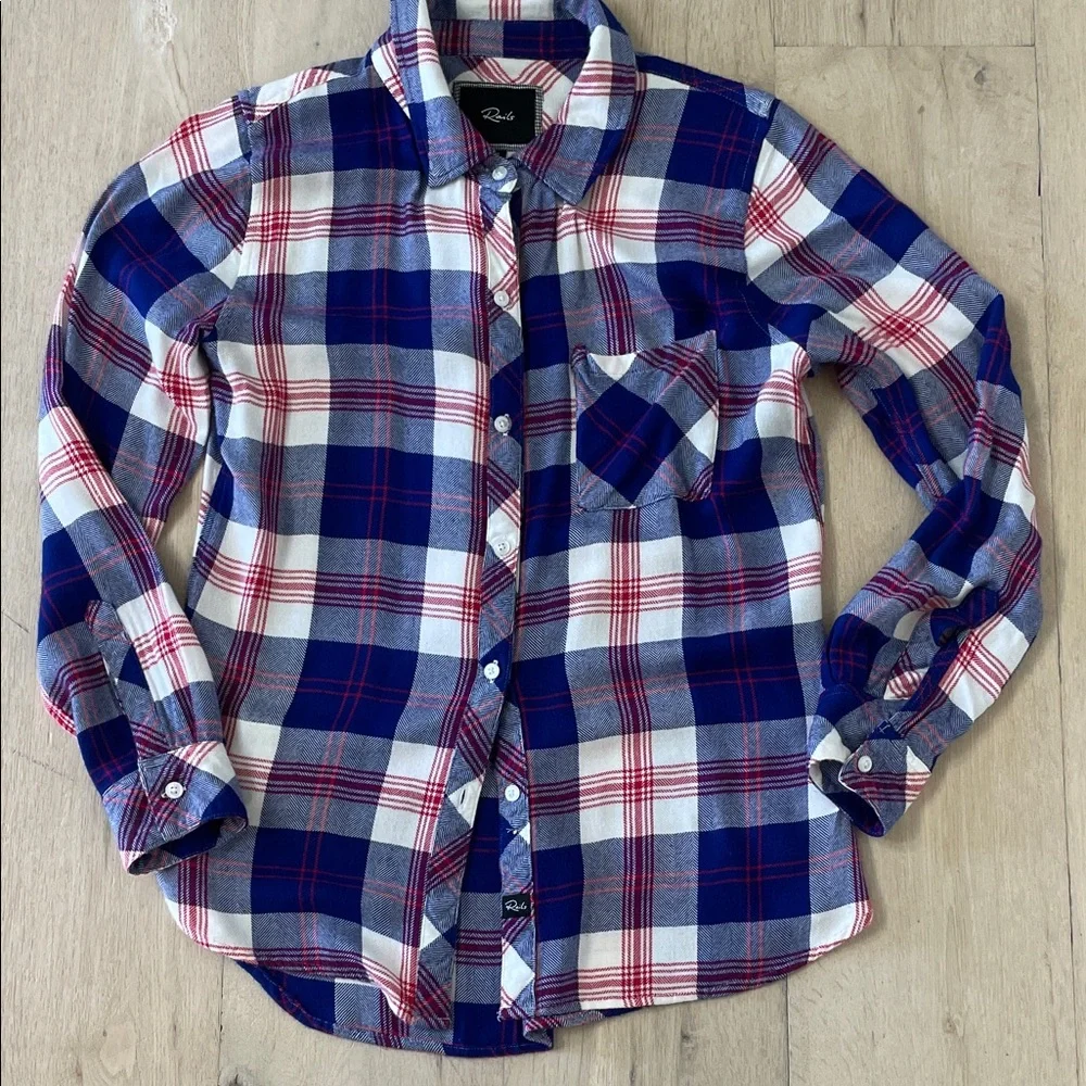 Rails Hunter Red White Blue Preppy Plaid Button Down Sjze XS